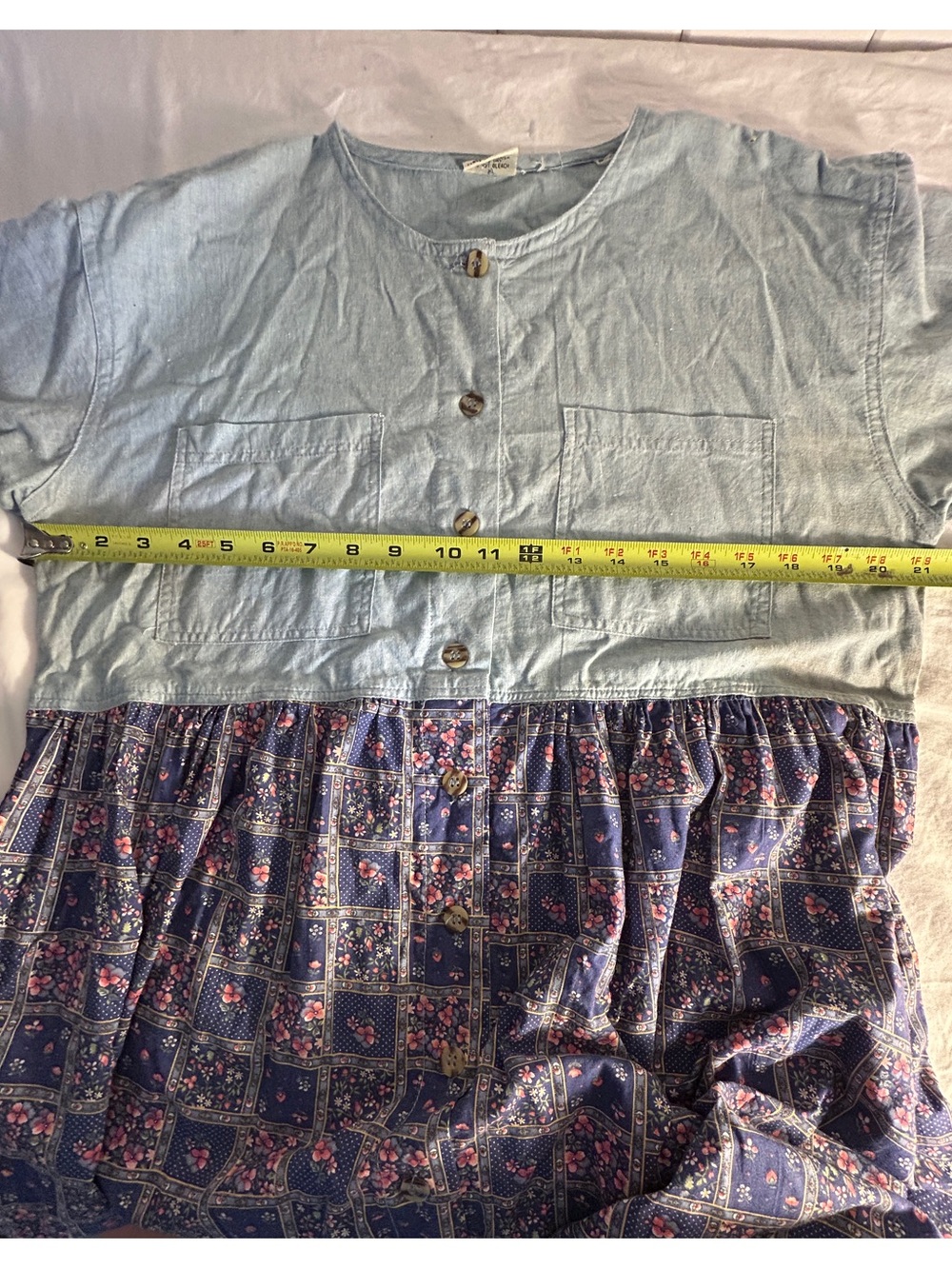 Vintage 90s Ames Cotton Floral Dress L large 14 16 brand Mermaid country flowers - Picture 11 of 15